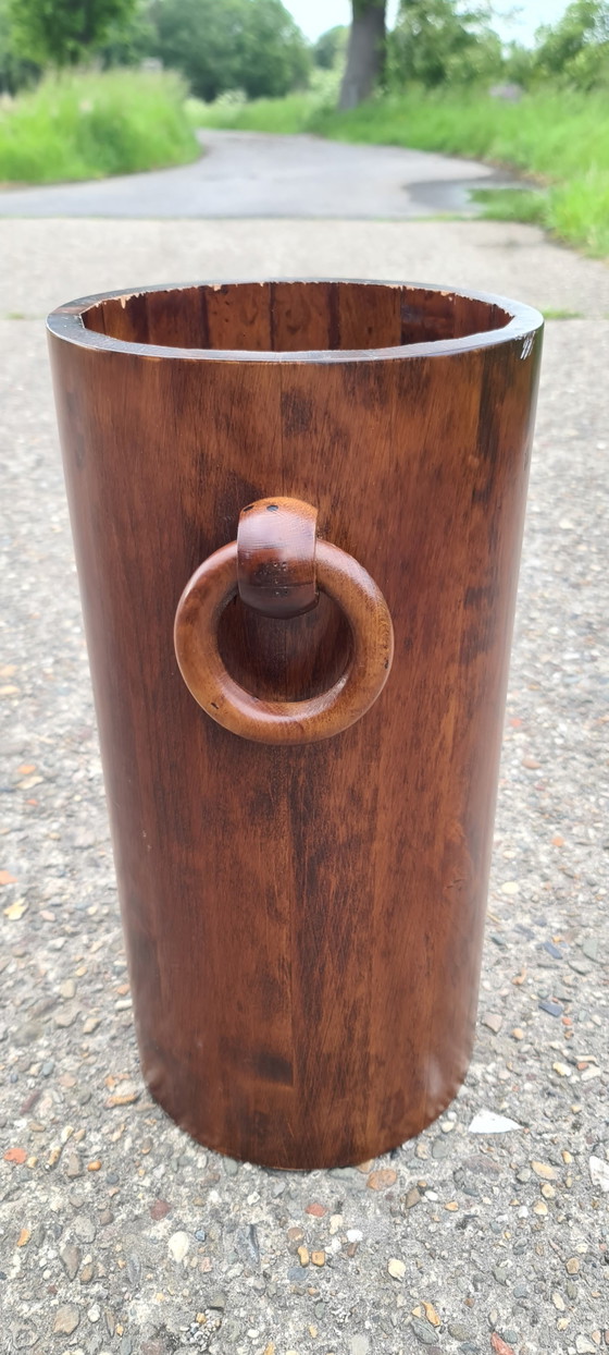 Image 1 of Vintage Wooden Umbrella Stand Brutalist '50s