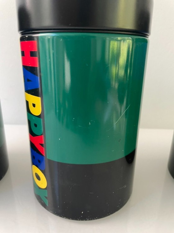 Image 1 of Set van 3 vintage retro Brabantia voorraadpotten – Memphis style jaren 80