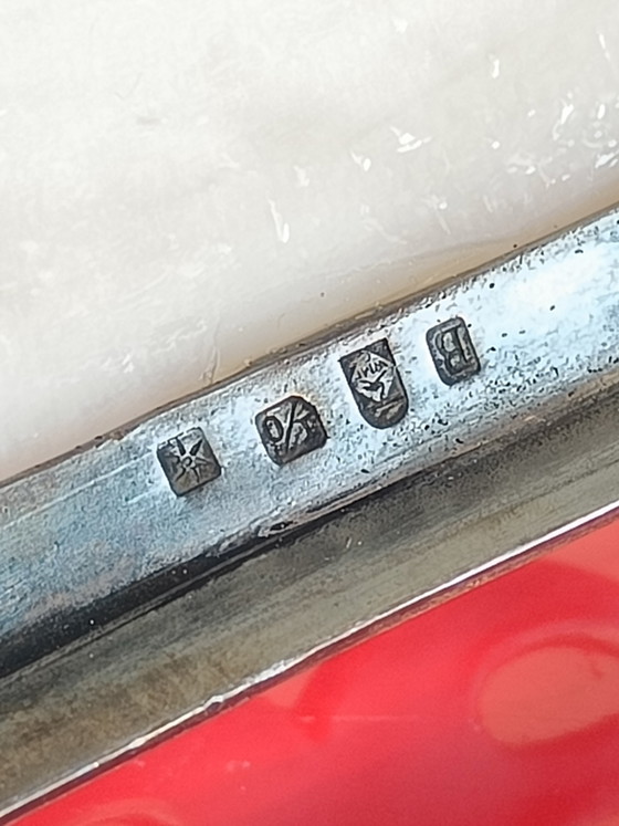 Image 1 of Soporte de servicio Art Nouveau chapado en plata con incrustaciones de piedra, principios del siglo XX.