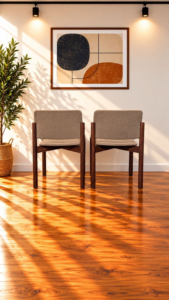6 Sedie da pranzo vintage di design scandinavo, Kush+co, Tessile, Legno, Beige (foto 4 di 8)
