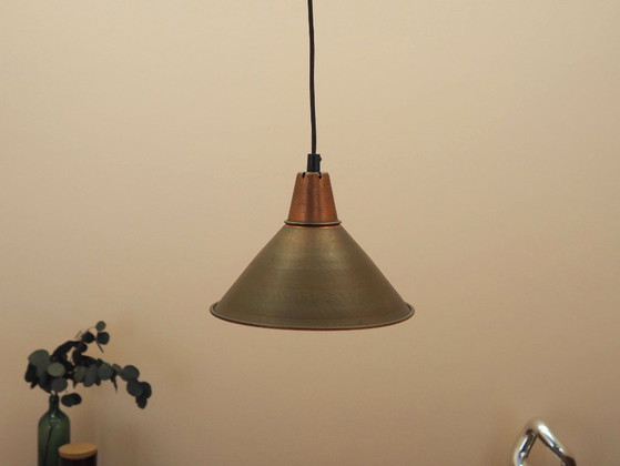 Deense messing hanglamp met industriële kegelvormige kap, Scandinavisch modern design, jaren 60 – Hanglampen (photo 2 of 11)