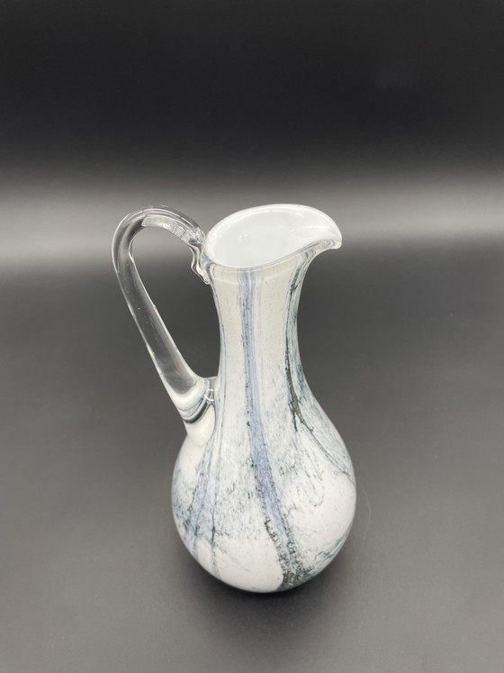 Hand-blown Art Glass Jug in White-Grey-Blue, Murano Style – Vases (photo 7 of 7)