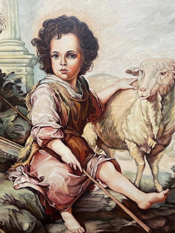 Schilderij "De Goede Herder". Olieverf op doek. – Schilderijen & Tekeningen, Canvas (photo 3 of 7)