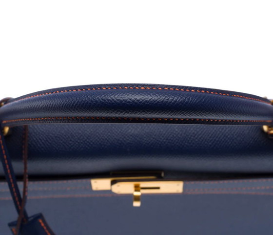 Image 1 of Borsa Hermes Kelly 32 En Cuir Bleu - 103430