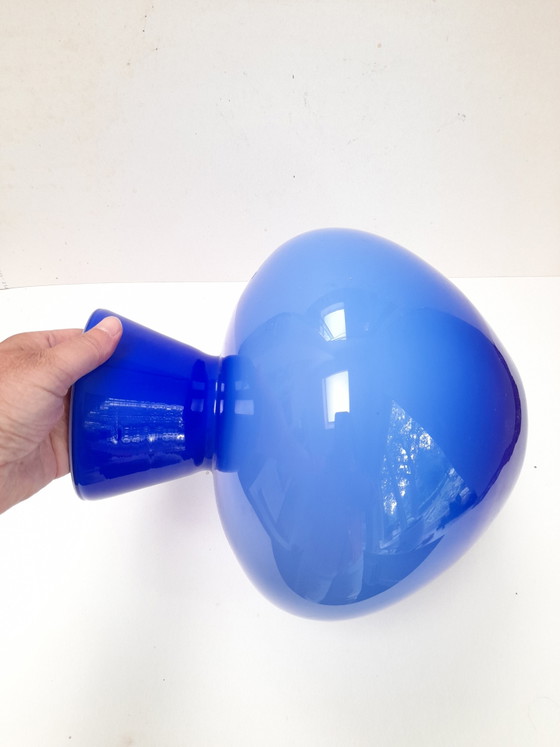 Image 1 of Large Italian Vase in Blue Opaline Glass