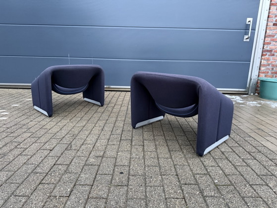 Image 1 of 2x Artifort Groovy F598 Blu Scuro, Ottime Condizioni!