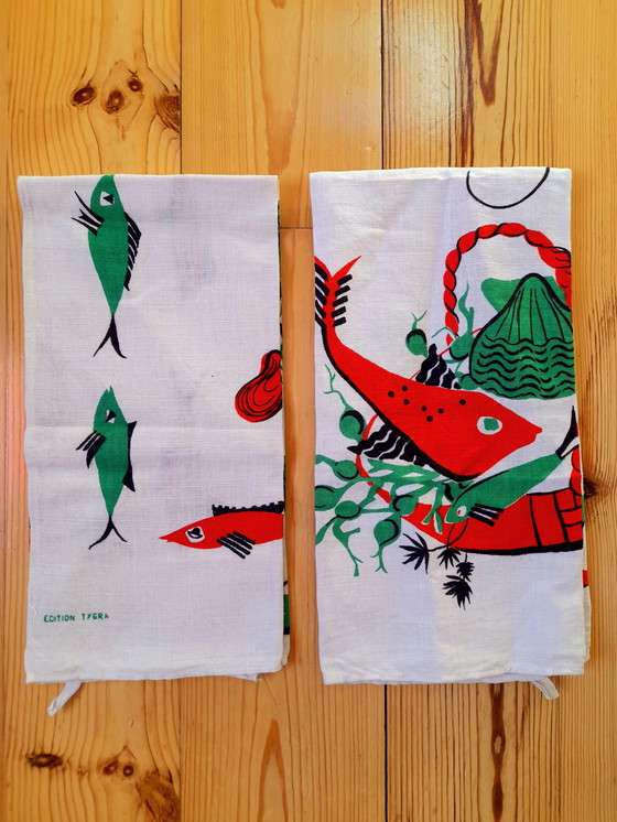 Image 1 of Coppia di strofinacci in cotone Tygra, 1960