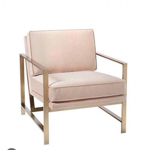 2x Samtstühle in Rosé und Messing