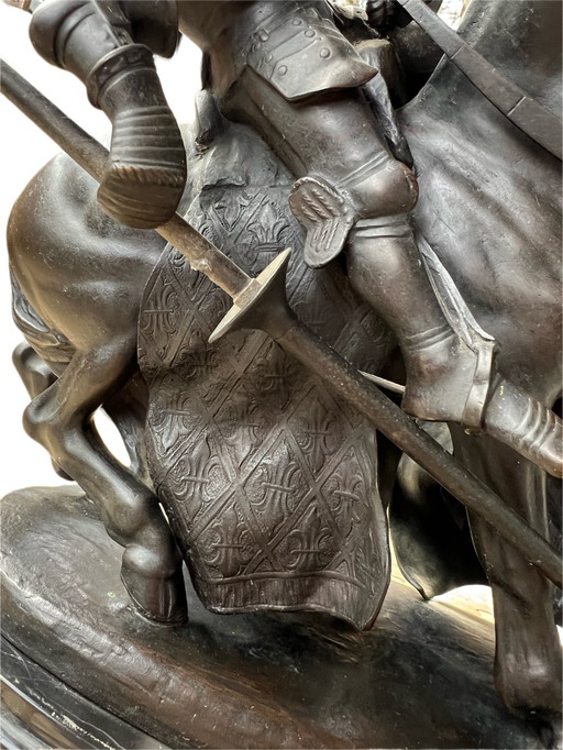 Albert Hinrich Hussmann - Signed bronze sculpture "Tournament Fight"