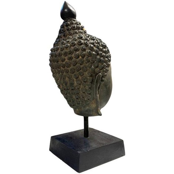 Cabeza de Buda tailandesa de bronce pesado – 39 cm – 4.3 kg Bronce de alta densidad – Estilo Sukhothai (photo 4 of 8)