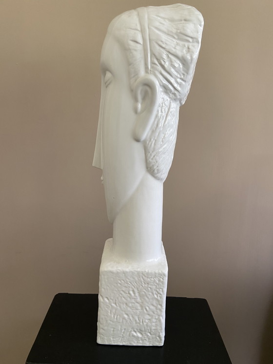 Image 1 of Buste beeld à la Modigliani, Brancusi en Afrikaanse beeldhouwkunst 