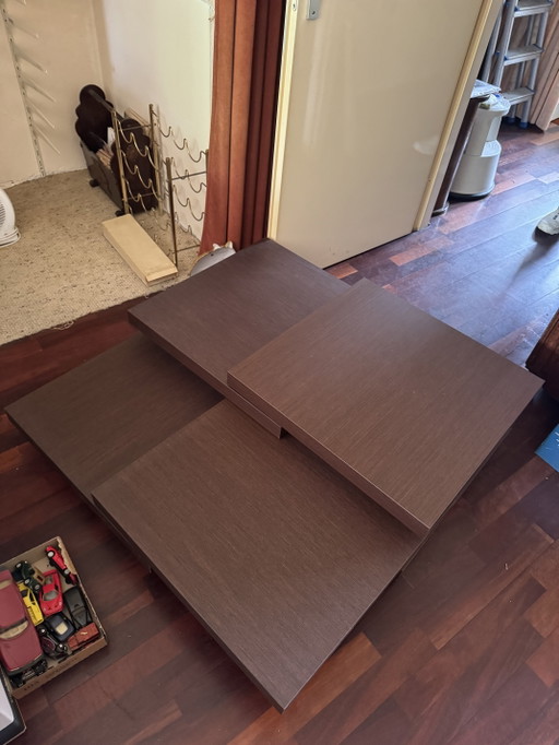Extendable coffee table, dark wood color
