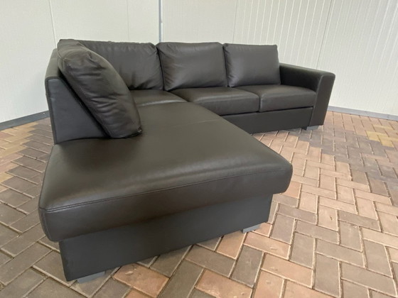 Image 1 of Beautiful Grey Real Leather Corner Sofa