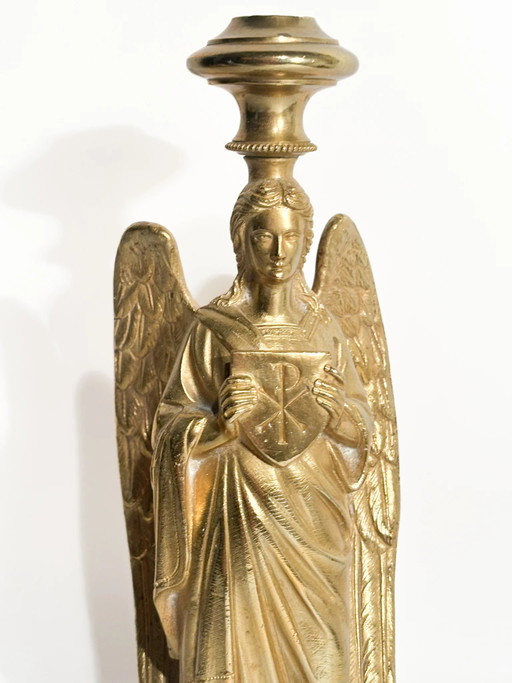 Single Candlestick with Gilded Bronze Angel, France, 20th Century – decoratieve objecten (photo 2 of 9)
