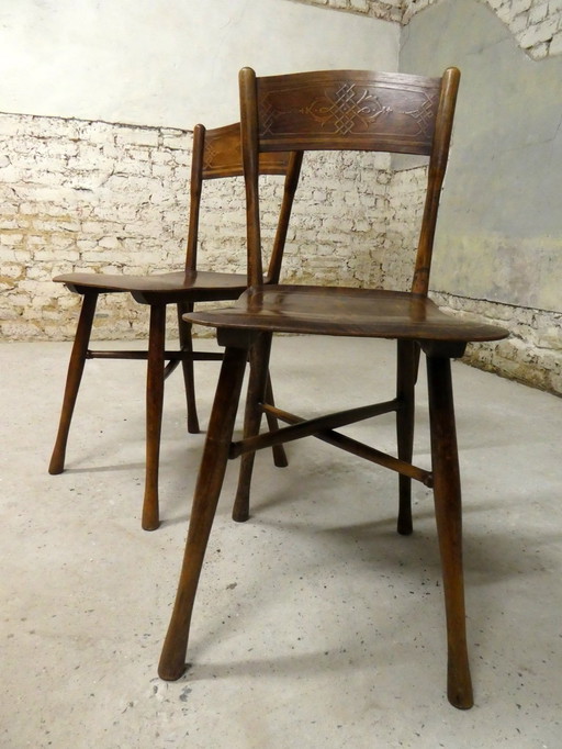 Seltenes Paar Stühle Von Jacob Und Josef Kohn