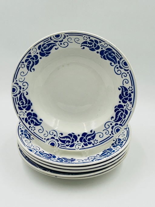 Set van 6 Boch soepborden in kasjmierblauw. – servies, Ceramic