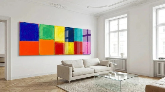 Image 1 of Moderne Neon-Farbfeldmalerei – Exklusive Luxus-Edition | Acrylglas | Größen 250 × 85 cm