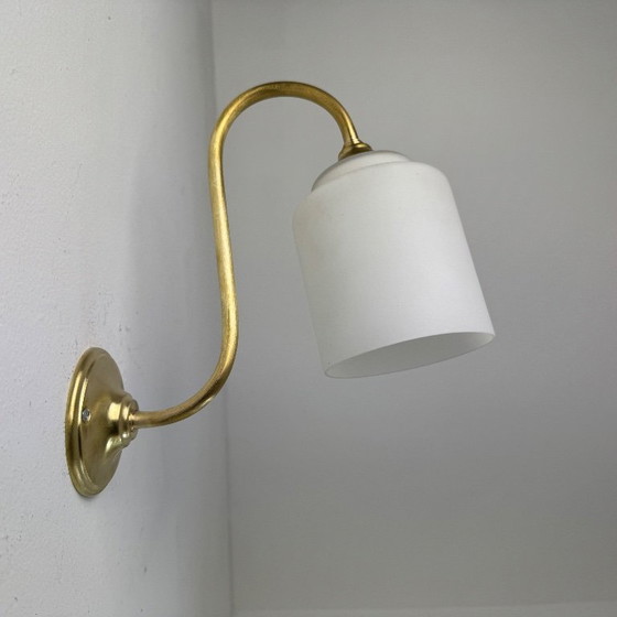 Image 1 of PAIR OF VINTAGE 1950S OPALINE WALL LIGHTS