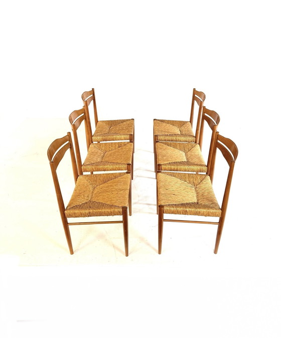 Image 1 of 6x vintage biezematten stoel ‘60