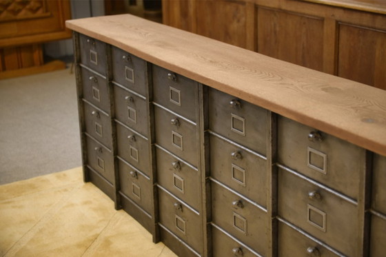 Image 1 of Strafor 6-column filing cabinet with oak top, 1950s