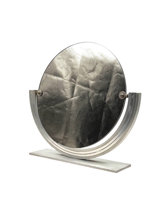 Image 1 of Mid-Century Nickel-Plated Brass Table Mirror / Vanity, Gaetano Missaglia Italy 1960s