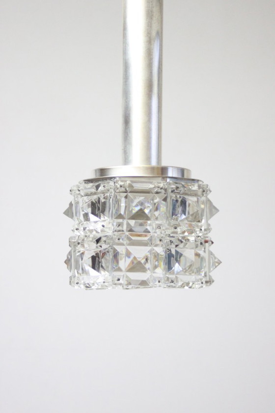 Image 1 of Lampada a sospensione vintage in vetro sfaccettato, anni '70