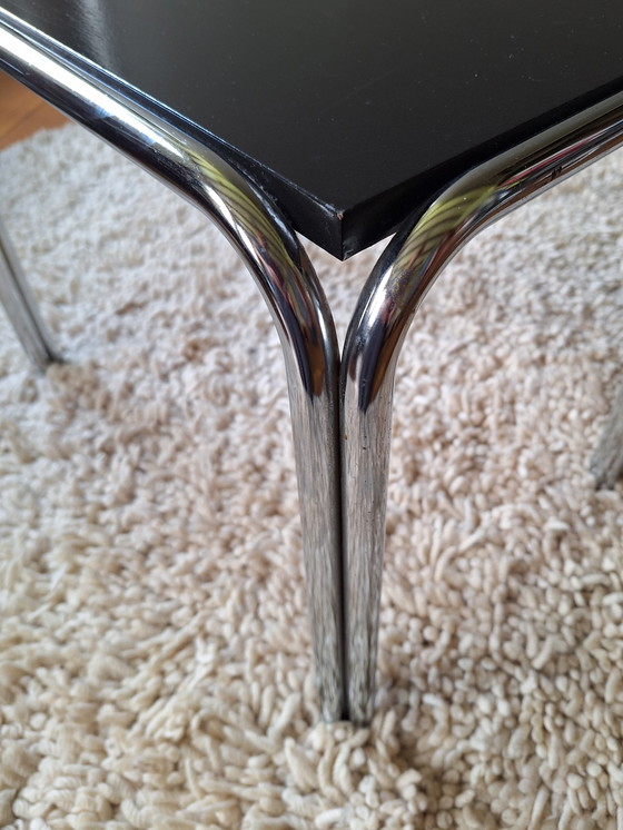 Image 1 of Midcentury side table black, tubular steel frame