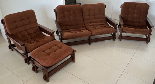 Canapé, Deux Fauteuils Et Un Ottoman Scandinaves, Années 60