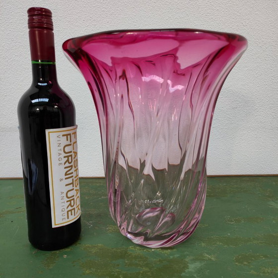 Image 1 of Grande vaso vintage in cristallo rosa Val St. Lambert