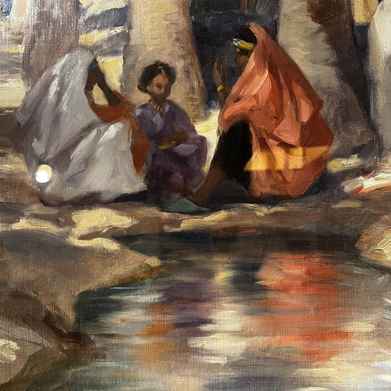 Charles Ernest Smets, Oasis de Tinghir, Maroc, années 1940, Huile sur toile, Encadré – Peintures et dessins (photo 7 of 12)