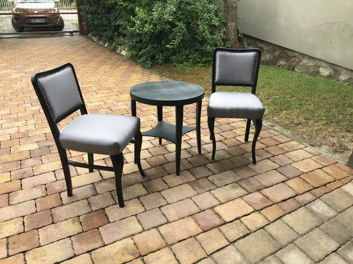 Art Deco Esszimmerstühle mit Tisch, 1920er, 3er-Set
