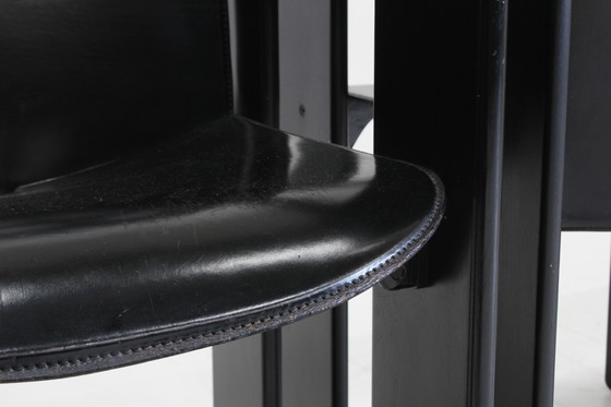 Image 1 of Chaises de salle à manger Dialogo en cuir noir par Afra et Tobia Scarpa pour B&B Italia