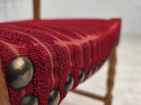 Image 1 of 1970 Set van 6 Deense eetkamerstoelen, originele staat, eikenhout, meubelwol