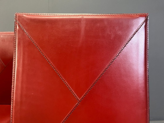 Image 1 of Esszimmerstühle aus rotem Leder von Roche Bobois France, 1980er Jahre – 8er-Set