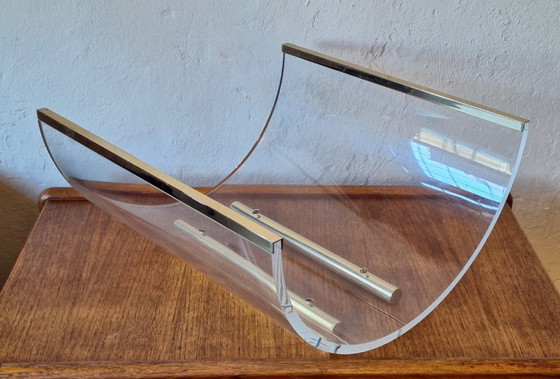 Image 1 of Portariviste in acrilico e ottone massiccio, Italia anni '70