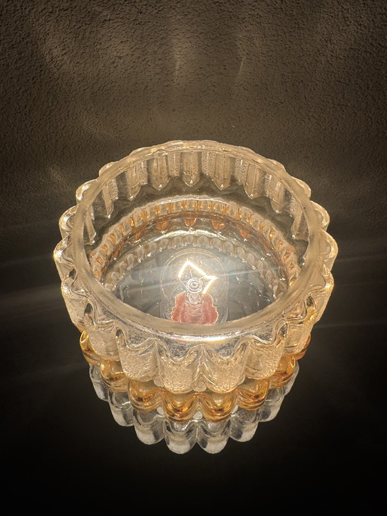 Image 1 of Vintage wall lamp with glass and wood