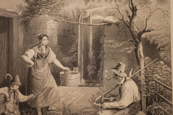 Image 1 of Antique engraving - Tyrolean Peasants by A. Payne after Quaglio the Younger