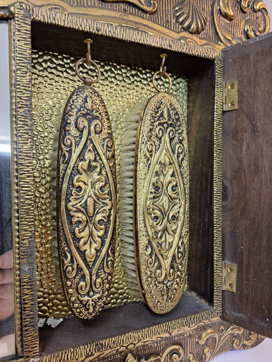 Image 1 of Antique brass mirror cabinet