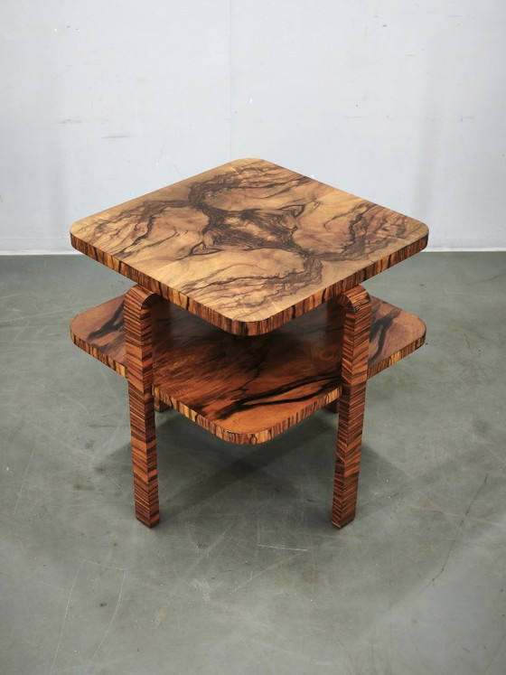 Tavolino da caffè Art Déco in noce a due livelli, anni '30, Cecoslovacchia – Tavolini da caffè, Wood (photo 12 of 12)