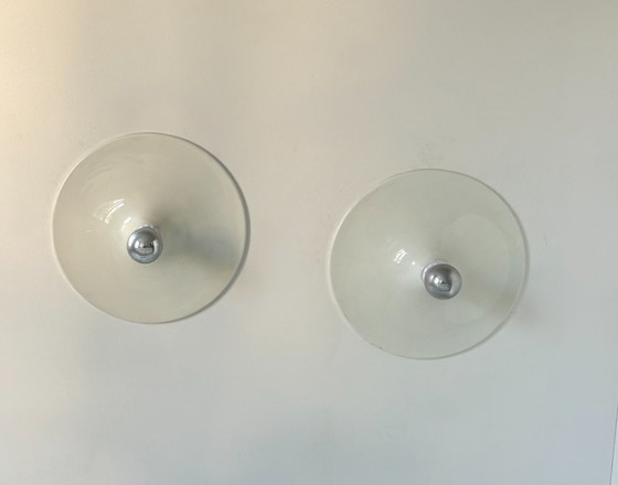 Image 1 of Coppia di applique vintage, metallo laccato bianco, Italia 1970.