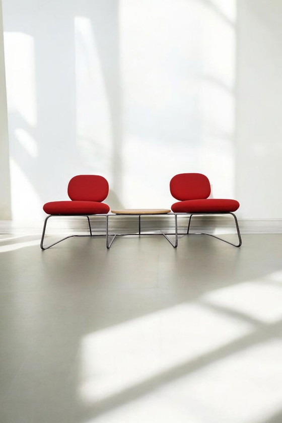 Image 1 of Banc iconique Artifort Vega en tissu rouge vibrant