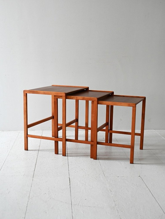 Image 1 of Set of 3 Vintage Scandinavian Teak Nesting Tables