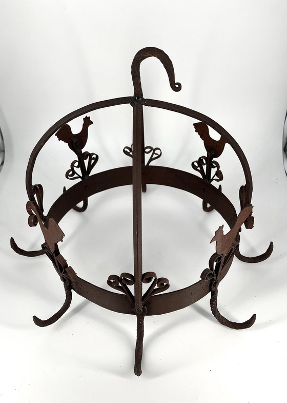 Image 1 of Spekkrans / kruidenhanger / kruidenkroon van smeedijzer - landhuisstijl