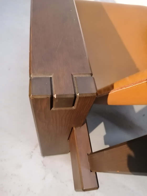 Image 1 of Brutalist style armchair, wood and leather, 70s