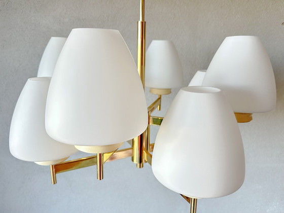 Vintage Kaiser Leuchten Pendant lamp – Glass, Brass (photo 11 of 15)