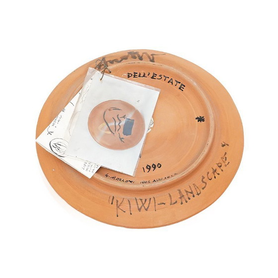 Image 1 of Sergio Dangelo, piatto in ceramica “Kiwi Landscape” per Mazzotti Albisola, anni '80