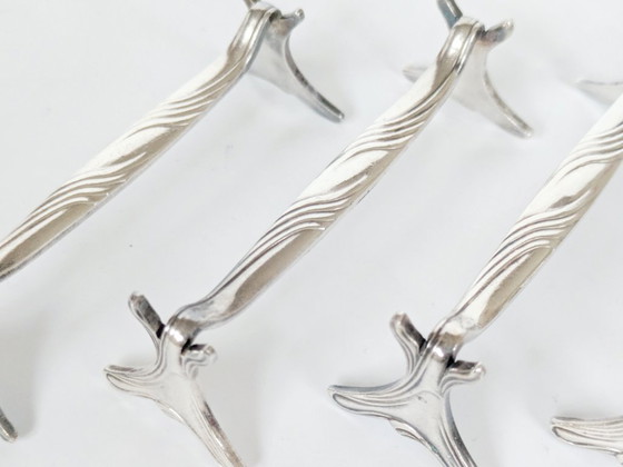 Image 1 of Lot de 6 repose-couteaux Christofle en métal argenté, décoration de table Art nouveau française