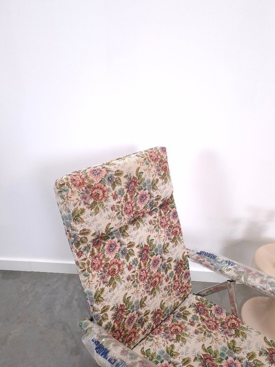 New 70s Italian adjustable and foldable garden lounger with flowers – Garden chairs, Textile (photo 4 of 12)