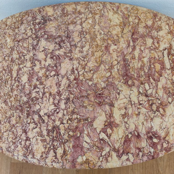 Image 1 of Vintage Oval Wooden coffee table with onyx marble top