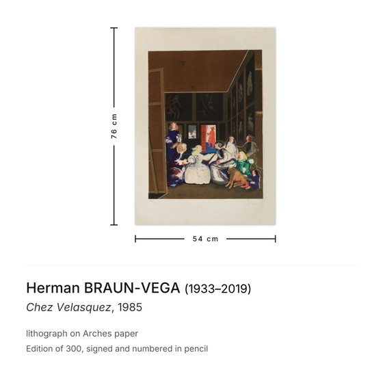 Herman BRAUN-VEGA Signierte Lithografie Chez Velasquez 1985 – Lithographien & Drucke, Paper (photo 3 of 5)